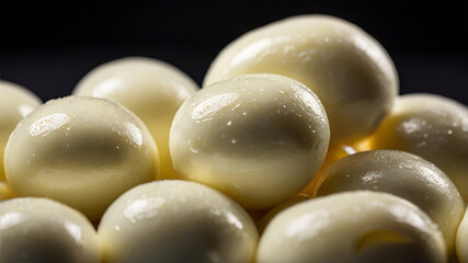 Cheese texture. A detailed image of fresh mozzarella cheese.