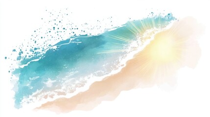 Abstract summer design featuring glowing sunbeams and soft beach patterns, isolated on white