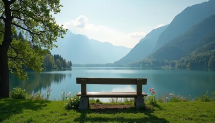  Tranquil lakeside bench perfect for reflection