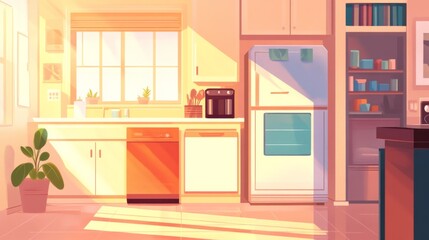 Fototapeta premium Contemporary Kitchen with Soft Lighting and Bright Colors