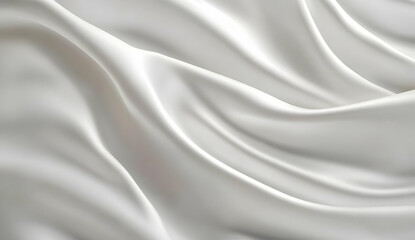 Smooth White Satin Fabric with Gentle Waves