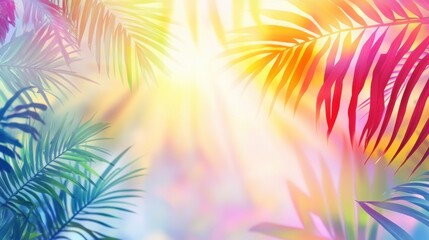 Obraz premium Elegant abstract background with sun rays and vibrant tropical patterns for summer, isolated on white