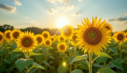 Obraz premium Bright and Beautiful Sunflower Field