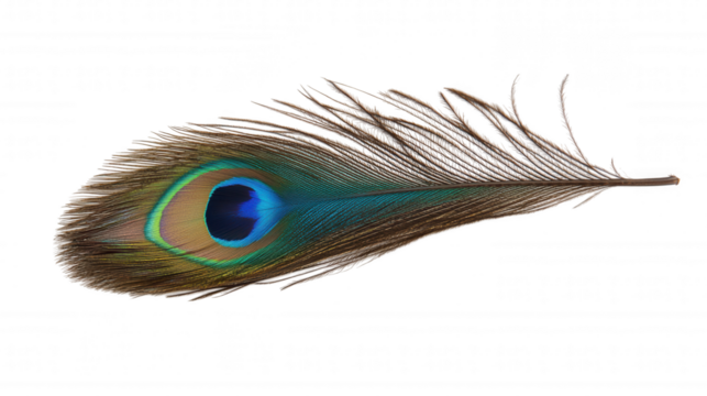 A vibrant peacock feather displays intricate patterns and colors, showcasing stunning shades of blue, green, and gold against a black background.