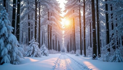  Snowy path leading to a winter wonderland