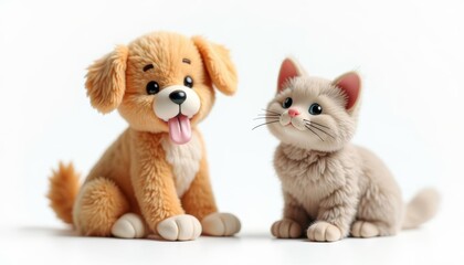 Obraz premium Friendly feline and canine companions