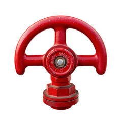 Red metal fire hydrant valve isolated on white background, ready for emergency water supply