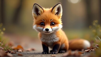  Cute fox cub in the wild