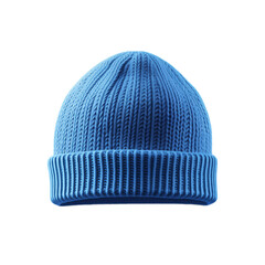 Blue wool hat on white background