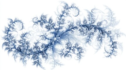Abstract cold weather design featuring swirling frost and delicate snowflake patterns, isolated on white