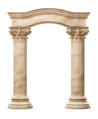 Obraz premium Isolated Classical Greek Column in Marble Finish on White Background