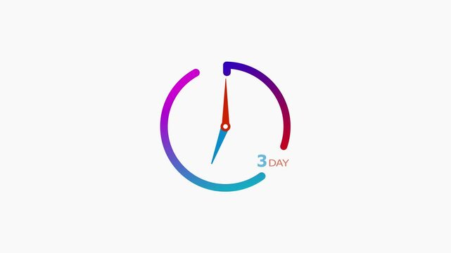 3 Day timer countdown clock icon modern design animation UHD 4K video.