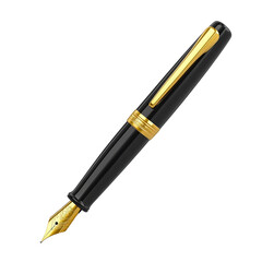 Naklejka premium Elegant black pen with gold accents on a white isolated background. isolated on transparent background.