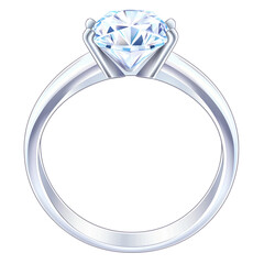 Elegant engagement ring with a brilliant diamond on a white isolate background. isolated on transparent background.