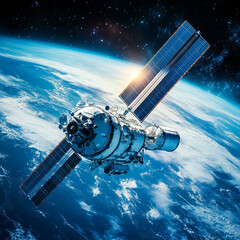 Fototapeta premium satellite dish and earth