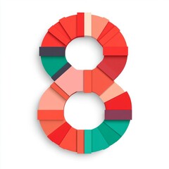 Obraz premium A stylized number 8 composed of colorful geometric shapes.