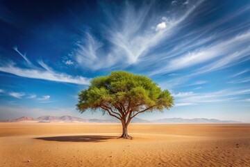 Symmetrical surviving tree in desert environment affected by climate change