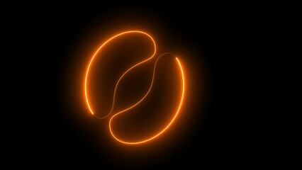 On a black background, a glowing neon line seed icon is isolated.