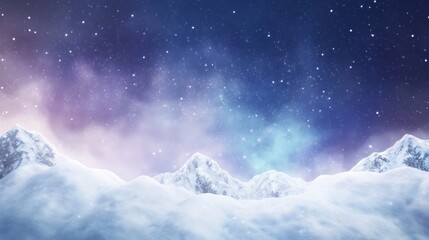 Serene winter wonderland, snowcapped mountains soar under a brilliant blue sky majestic