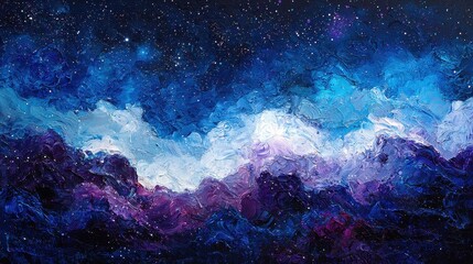 Fototapeta premium Starry Night Sky with Twinkling Stars and Deep Blues