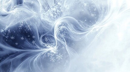 Obraz premium Winter abstract with soft glowing snowflakes and swirling frost patterns, creating a cold season feel, isolated on white