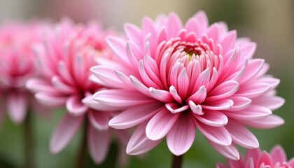 Fototapeta premium Blooming with beauty A closeup of vibrant pink flowers