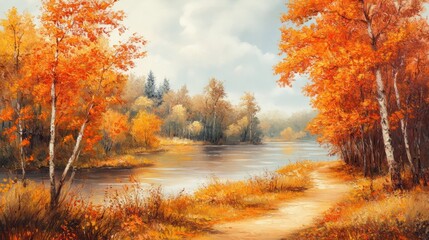 Autumn River Landscape