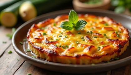  Delicious cheesy quiche on rustic table