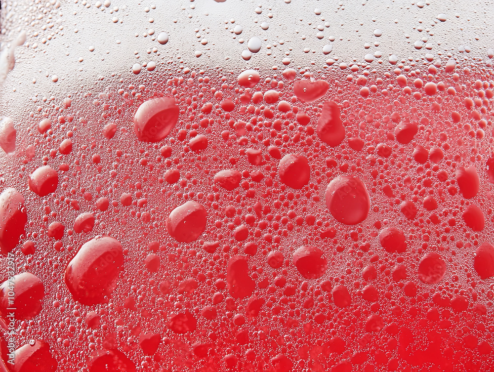 Wall mural refreshing ice cold soda with vibrant red color and condensation droplets, creating visually appeali