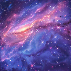 Seamless Purple and Pink Galaxy Nebula Texture with Stars &ndash; Cosmic Background for Digital and Print Designs