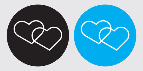 Double and two favorite Heart icon. Heart icon shape on a white background. vector illustration.