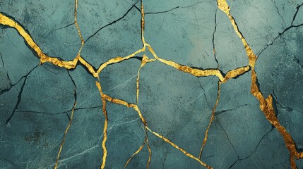 Obraz premium Abstract background with cracked surface with golden lines.