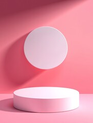 Minimalist pink abstract display with floating circular platform for creative product showcase and branding inspiration