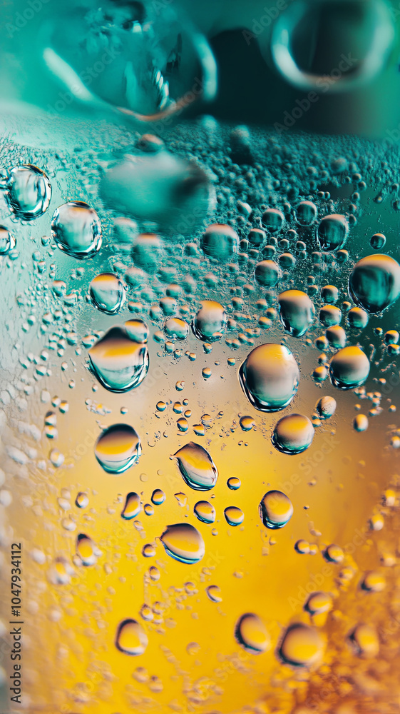 Wall mural refreshing ice cold soda with foam bubbles creates vibrant visual experience. bubbles rise through l