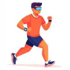 Obraz premium A stylized illustration of a man jogging in athletic attire.