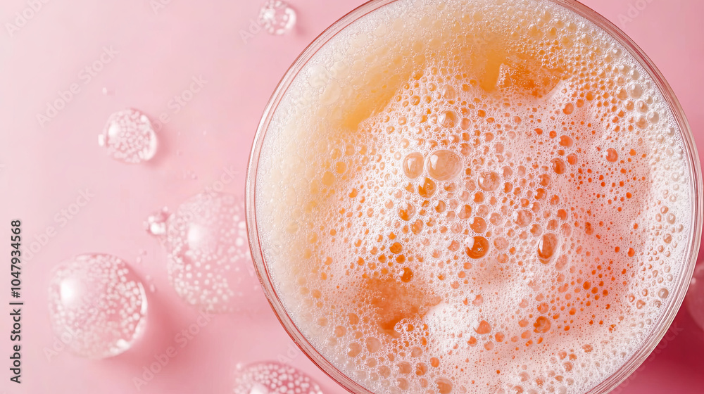 Wall mural refreshing iced cream soda with foam and bubbles, perfect for summer enjoyment. vibrant colors and f