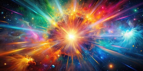 Naklejka premium A Cosmic Explosion of Light and Color in a Starry Night Sky