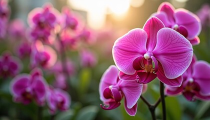 Obraz premium Vibrant pink orchids in bloom