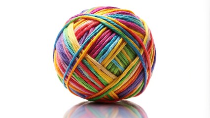 Symmetrical thick multi colored threads twisted into a ball of fiber yarn
