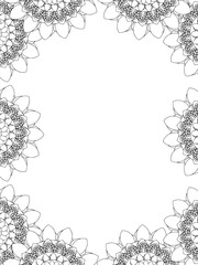 Obraz premium All these designs are hand-drawn and unique Flower Border is a Beautiful black-and-white illustration for aadult coloring book, This is a printable Beautiful Zentangle Coloring page for KDP Interior,