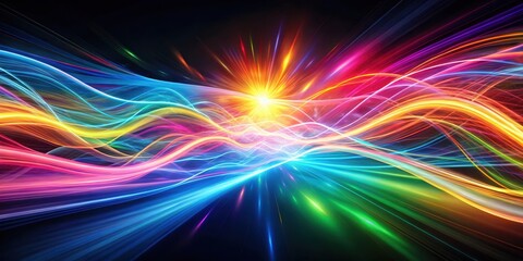 Abstract Waves of Light and Color, a Vivid Spectrum of Energy Flowing Through the Night