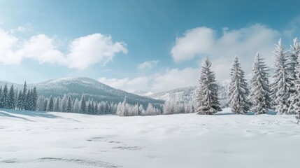 Obraz premium Panoramic Winter Background with Copy Space