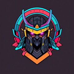 Neon Samurai Warrior Illustration