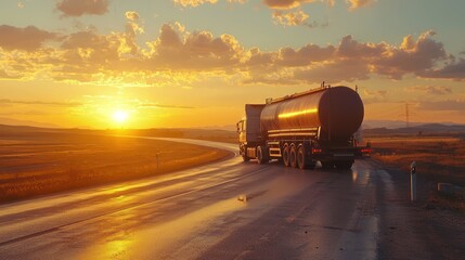 Fototapeta premium American Style Truck on Freeway
