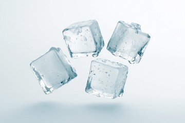Obraz premium Refreshing Ice Cubes Crystal Clear Motion in Cool Blue Minimalist Beverage Concept