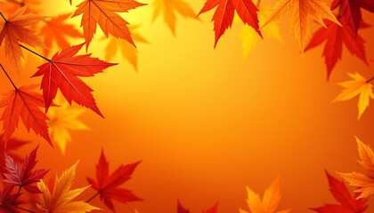 Fototapeta premium Abstract autumn leaves background, layered leaves in shades of orange, red, and yellow with subtle texture, warm and festive