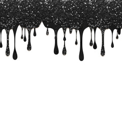 Black Glitter Halloween Drip Border, Double Drip Effect, Gothic Design Element