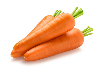 Fresh Carrots isolated on white background. Clipping path.