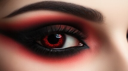 Obraz premium Intense Makeup with Dramatic Red Eye Effects