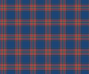 Plaid fabric pattern, blue, yellow, pink, white, black, beautiful seamless for textiles, and for designing clothes, skirts or decorative fabrics. Vector illustration.